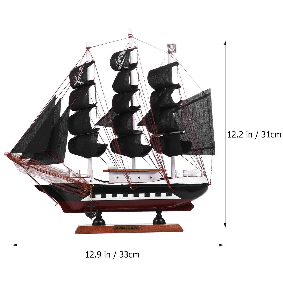 1Pc Wooden Pirate Model Sailboat Vessel Model Sailing Boat Home Decor IMIKEYA