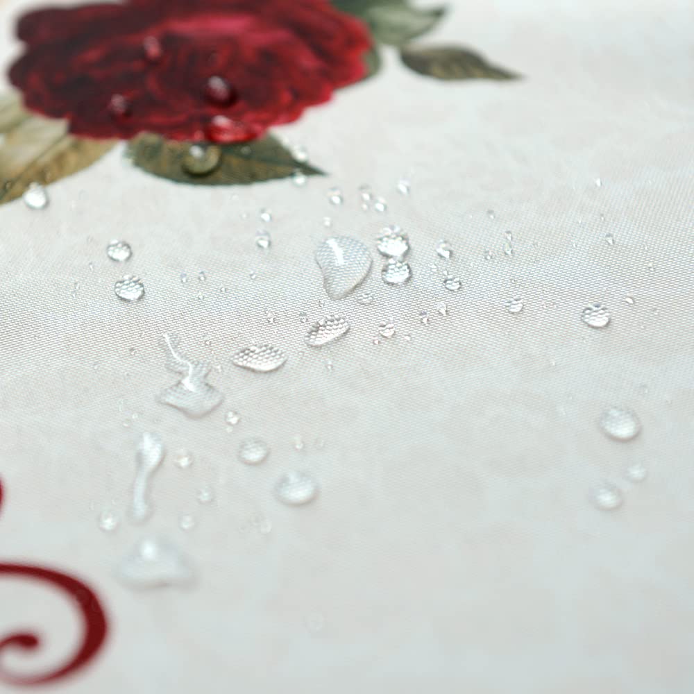 SUTAVIA Floral Lace Tablecloth Farmhouse Waterproof Fabric Table Cover Satin Resistant for Home Kitchen Dining Room Winter Holiday Christmas Party(Burgundy, Rectangle/Oblong,60 x 84 Inch,6-8 Seats) SUTAVIA