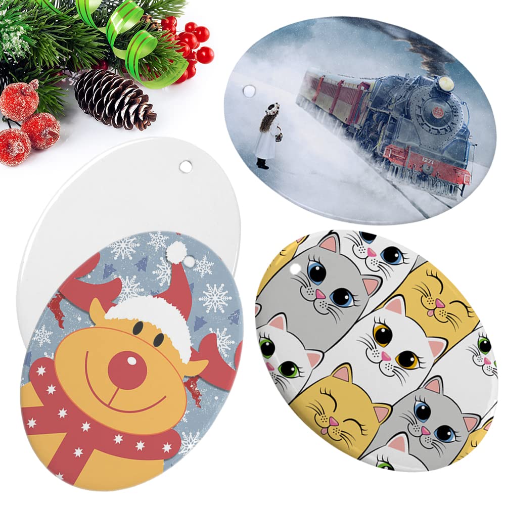 imprintfavor 12pcs Sublimation Ornaments Ceramic 3 inch Oval Christmas Ornament Bulk Hanging Sublimation Ornaments Blanks for Crafting and Personalization (Oval) imprintfavor