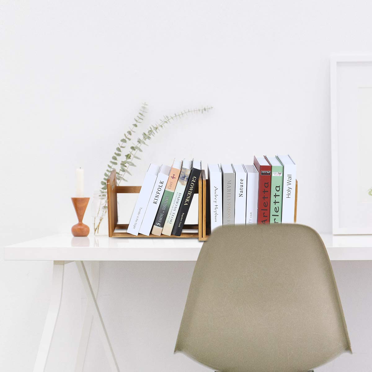 Salafey Expandable Bamboo Desktop Bookshelf - Versatile Organiser for Home and Office Salafey