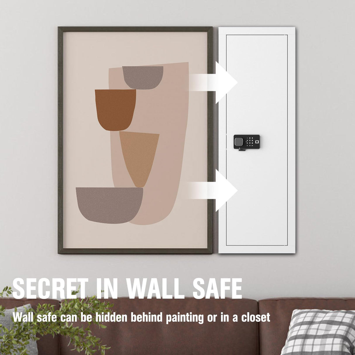 Bonusall 53" Wall Gun Safes Between Stud with Fingerprint Lock,Assembled Shotgun Safe with 3 Removable Shelf,4 Wall Gun Cabinet for Rifles and Pistols with Adjustable Racks (White) Bonusall