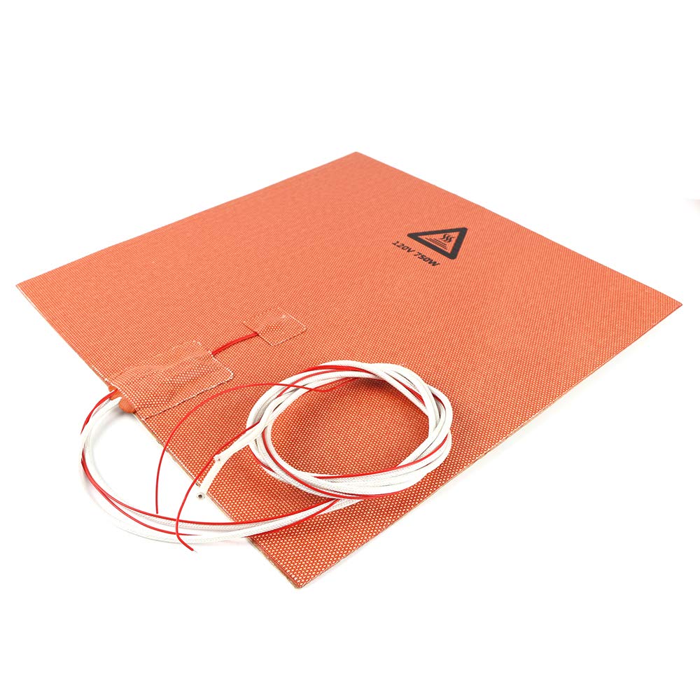 BCZAMD 3D Printer Heating Plate Adhesive Silicone Heated Mat 120V 750W with NTC 100K Thermistor No Hole for Crealit Ender 3 Max 3D Printer Parts 300 X 300mm (Approx. 12" X 12") BCZAMD