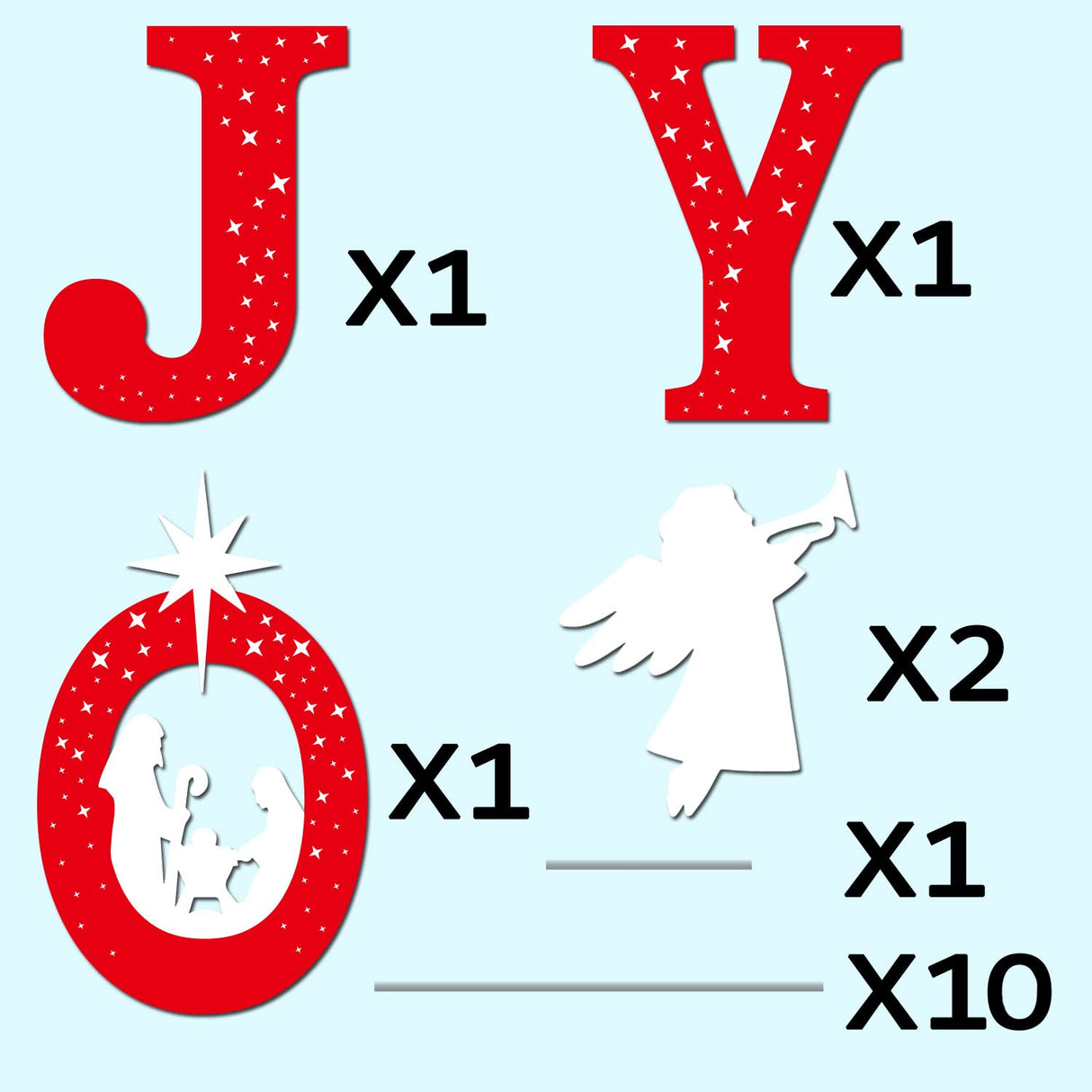 Outdoor Christmas Decorations -Joy Nativity Sets for Christmas Outdoor Xmas Nativity Lawn Religious Scenes Yard Decor with Stake for Home Lawn Pathway Walkway, Red, White mishunyus