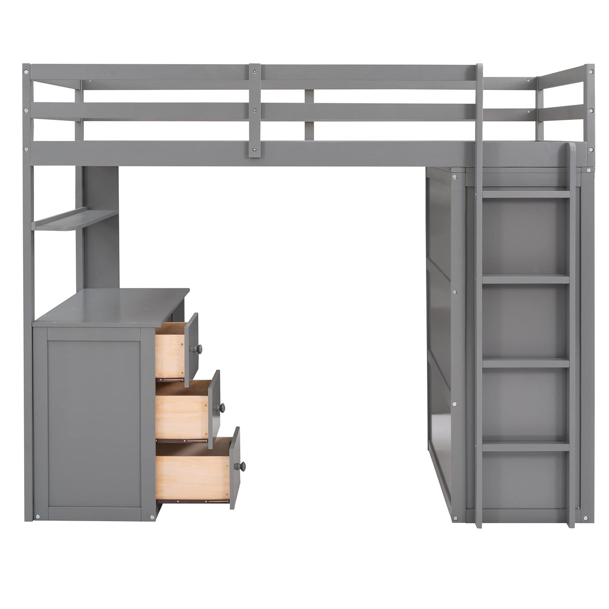 Harper & Bright Designs High Twin Size Loft Bed with Desk and Wardrobe,Solid Wood Loft Bed Frame Twin with Storage Drawers for Kids Teens Adults,No Box Spring Needed,Gray Harper & Bright Designs