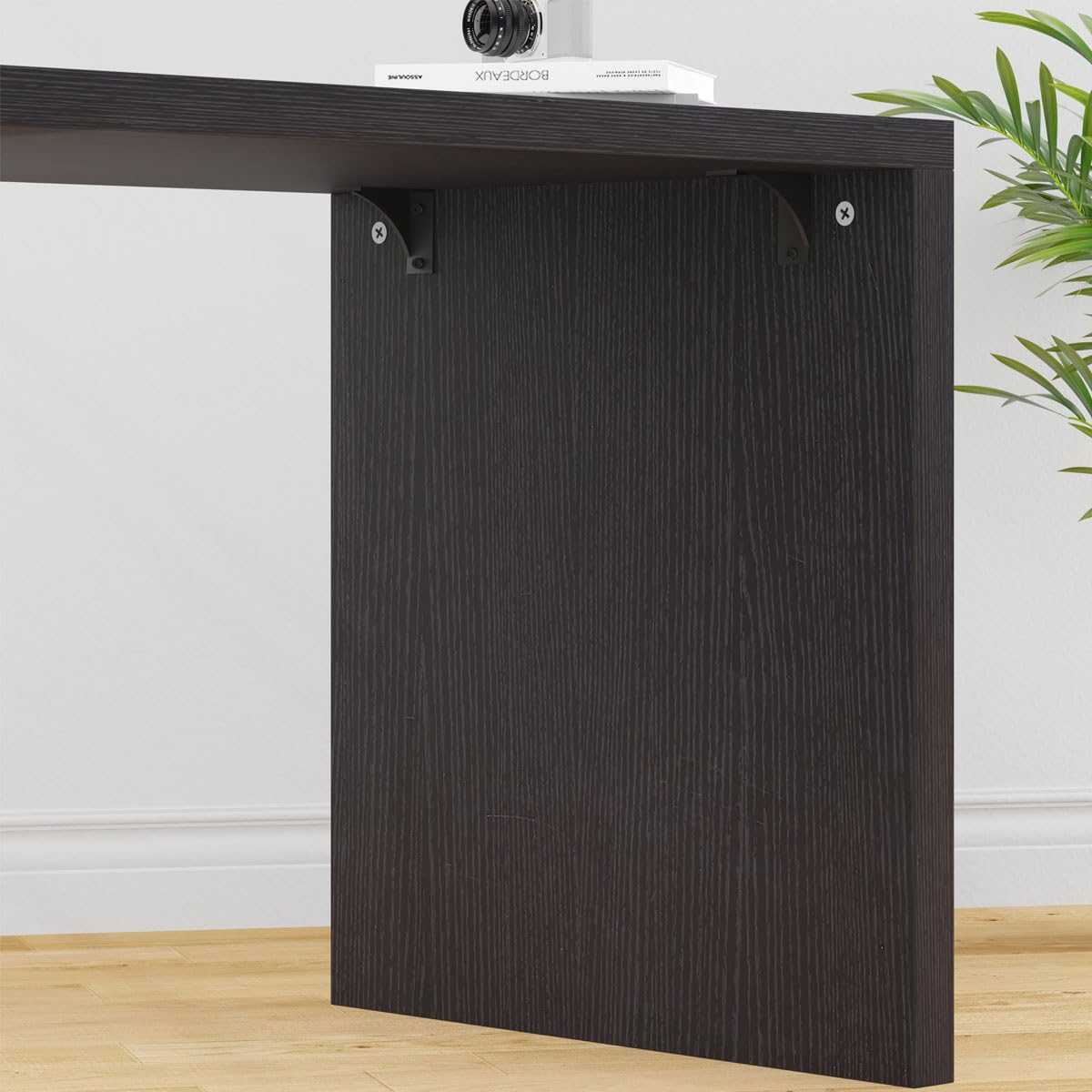 HSH Black L Shaped Computer Desk, Corner Desk with Storage Cabinet Drawer Shelves, Reversible Industrial Wood Executive Workstation, L-shaped Home Office Table for Work Study Writing Gaming, 55 Inch HSH