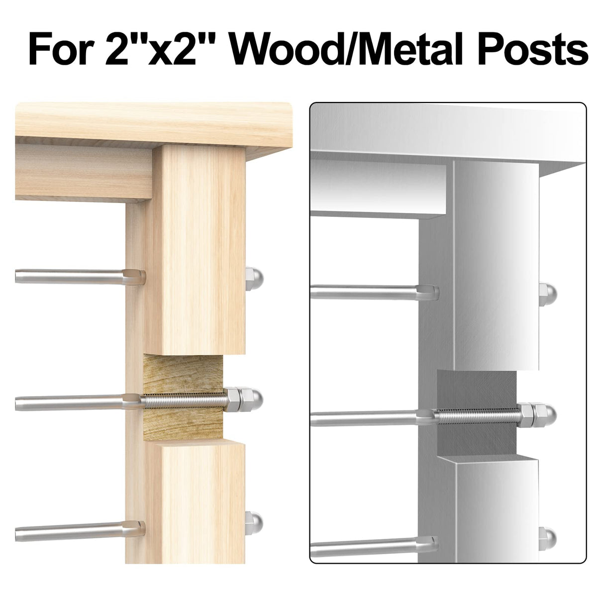 BLIKA 50 Pack Cable Railing Swage Threaded Stud Tension End Fitting Terminal for 1/8" Deck Cable Railing, T316 Stainless Steel, Cable Railing Tensioner 1/8" for 2"x2" Wood/Metal Post BLIKA
