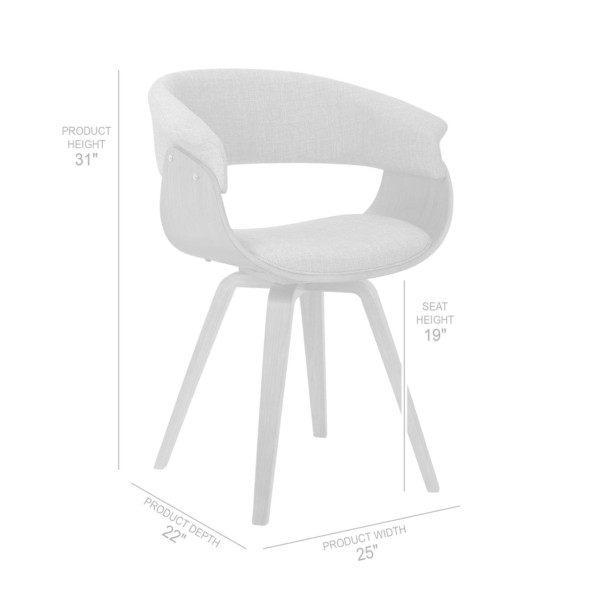 Armen Living Summer Mid Century Modern Dining Accent Chair for Table Kitchen Desk Vanity in Charcoal Fabric and Walnut Wood Finish Armen Living