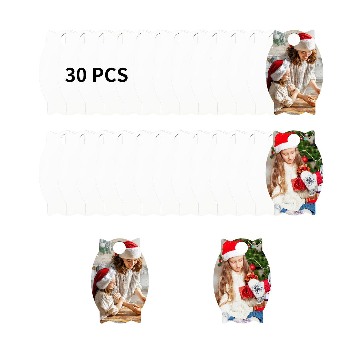 CraftPanel 30 PCS Sublimation Ornaments Blanks Bulk Hardboard Waist Drum 1.97"x2.87",MDF Christmas Sublimation Blank Ornaments for Heat Press Transfer CraftPanel