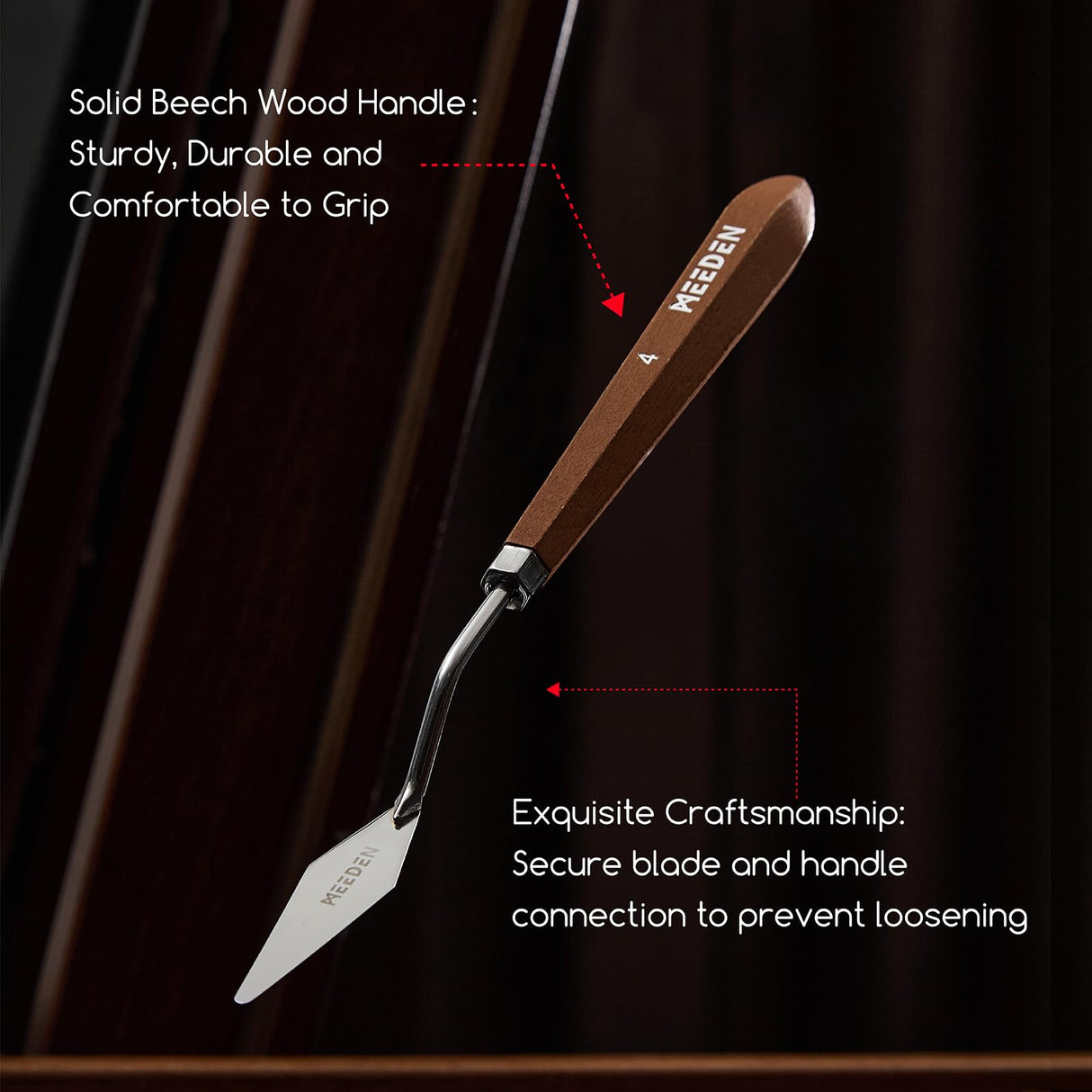 MEEDEN Artist Palette Knife Set: 3Pcs Art Spatula Knives with Wooden Handle - Stainless Steel Pallet Knives for Oil, Acrylic Canvas Painting MEEDEN