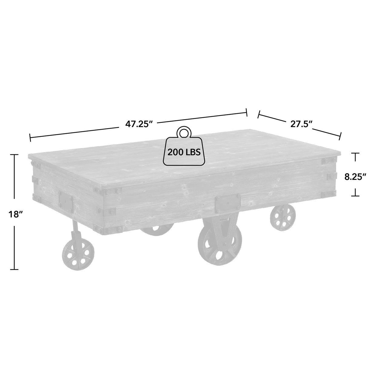 FirsTime & Co. Brown Factory Cart Coffee Table, Vintage Center Table with Wheels for Living Room, Rectangular, Wood, Farmhouse, 47.25 Inches, Rustic Espresso/Antique Black FirsTime & Co.