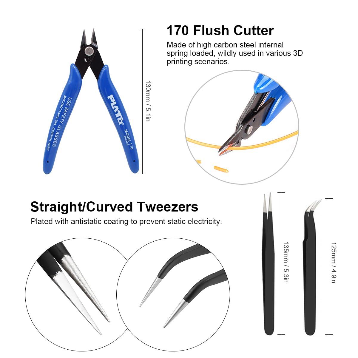 Resin 3D Printer Accessories Kit, Including Cleaning Silicone pad and Stainless Steel Funnel, Maintenance Tool Knife, Tweezers, Funnel, Scissors, Trimming Knife, 3D printer tool kit (Resin Tools Kit) Mintion