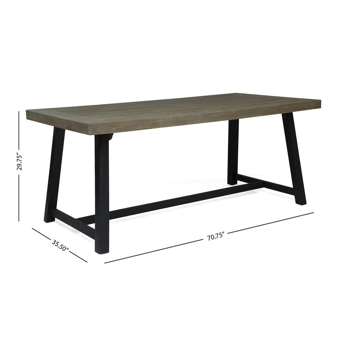 Christopher Knight Home Toby Outdoor Acacia Wood Dining Table, Sandblast Gray Finish and Black Christopher Knight Home