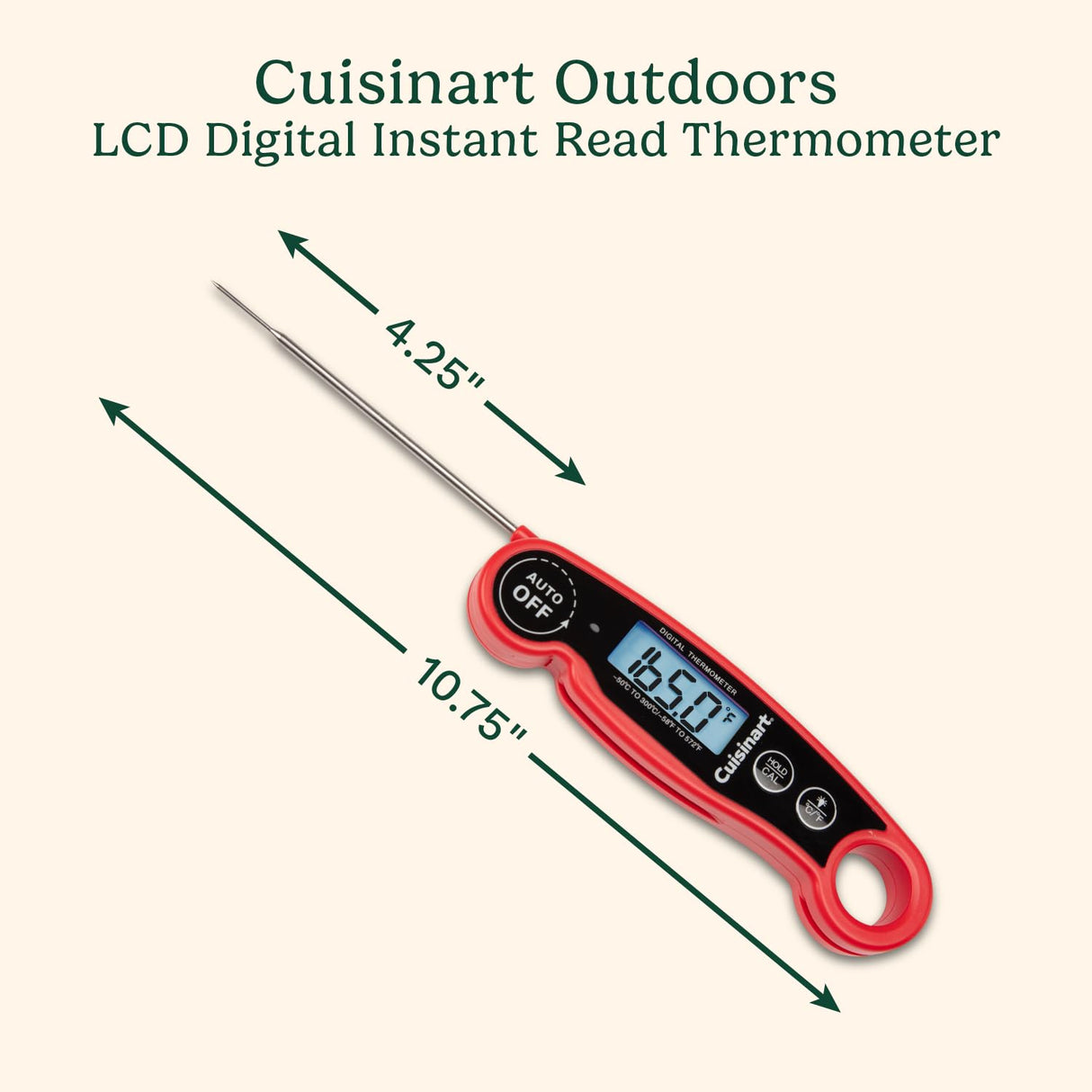 Cuisinart LCD Digital Instant Read Thermometer, Water Resistant Meat Thermometer for Home & Grill, Digital Grill Thermometer with Calibration & Backlight, Home Gadget, BBQ, Smoker, Oil Fry & Candy Cuisinart