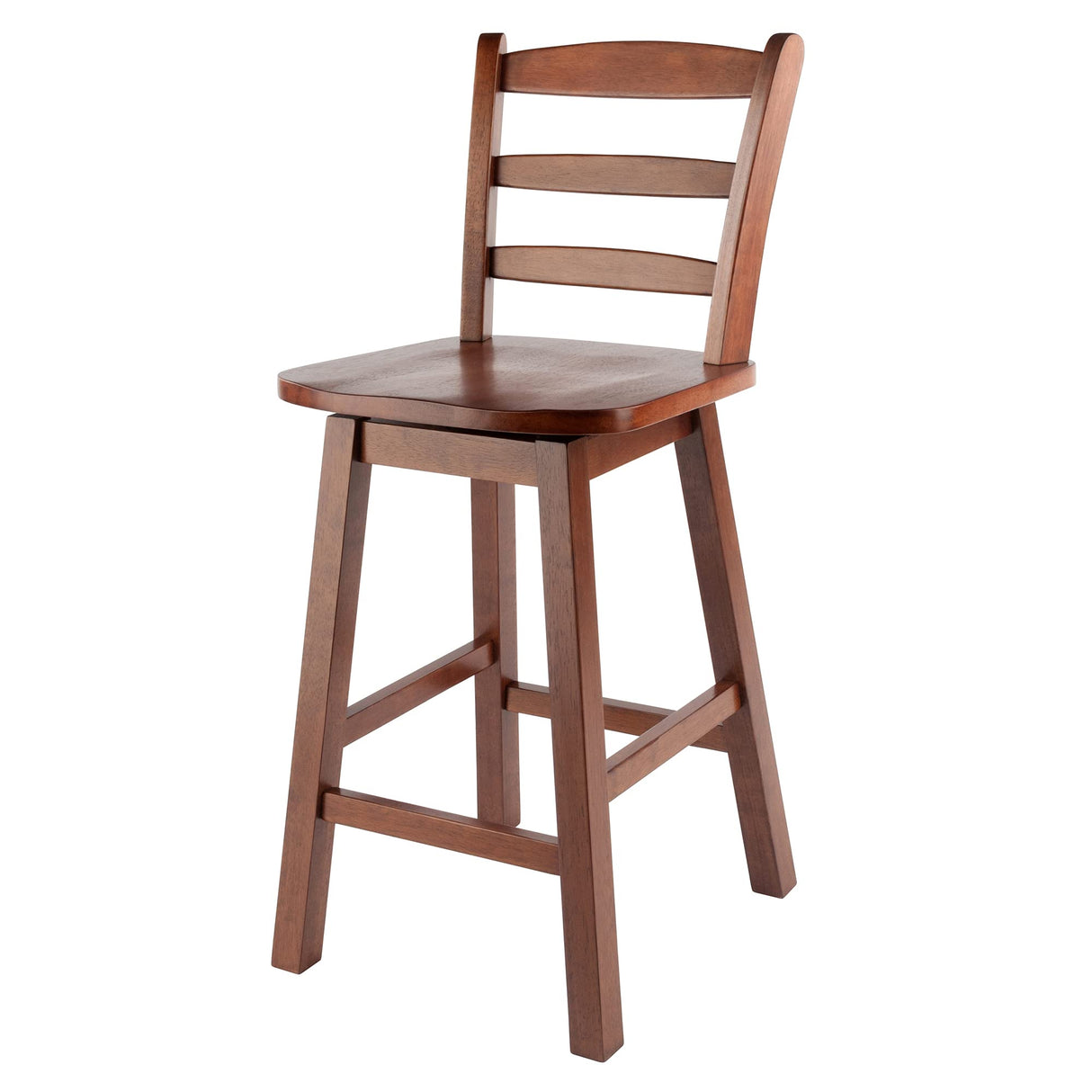 Winsome Scalera Ladder Back Swivel Counter Stool, 24 in, Walnut Finish, Solid Wood Winsome