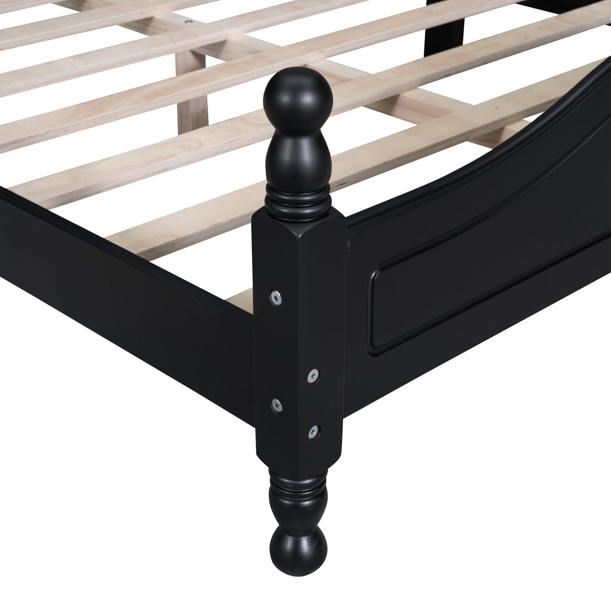 Harper & Bright Designs Retro Style Queen Size Platform Bed Frame with Sturdy Headboard in Black Harper & Bright Designs