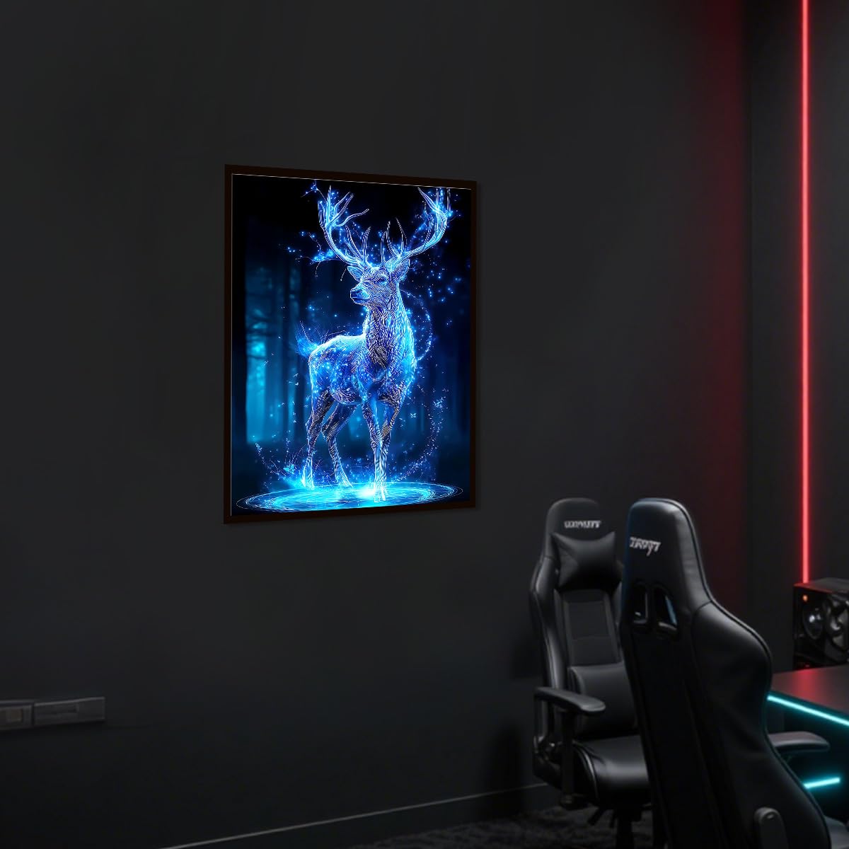 Ohhvvow Glowing Elk Diamond Painting Kits for Adults, 12x16 Inch 5D DIY Full Round Drill Diamond Art Dots for Home Wall Decor, Gift for DIY Craft Lovers & Beginners Ohhvvow