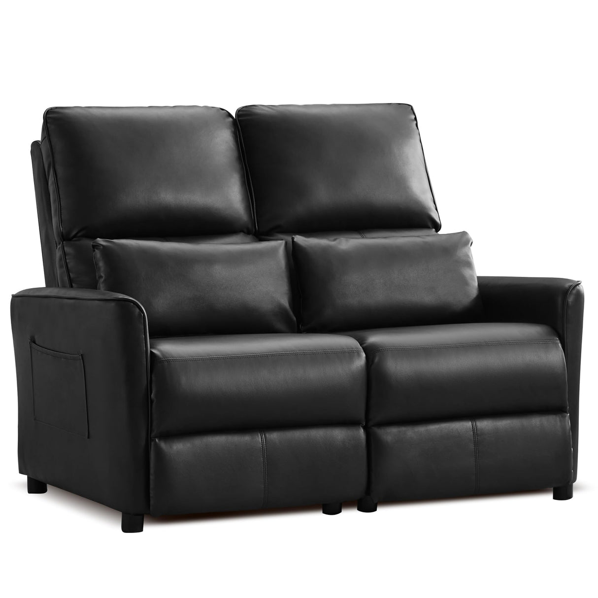 DRMBOOK 52'' RV Loveseat Recliner Sofa, Faux Leather Double Camper Couch 2 Seater Recliner, Home Movie Theater Seating Chair, 2 Person Push Back Recliners for Living Room, Black DRMBOOK