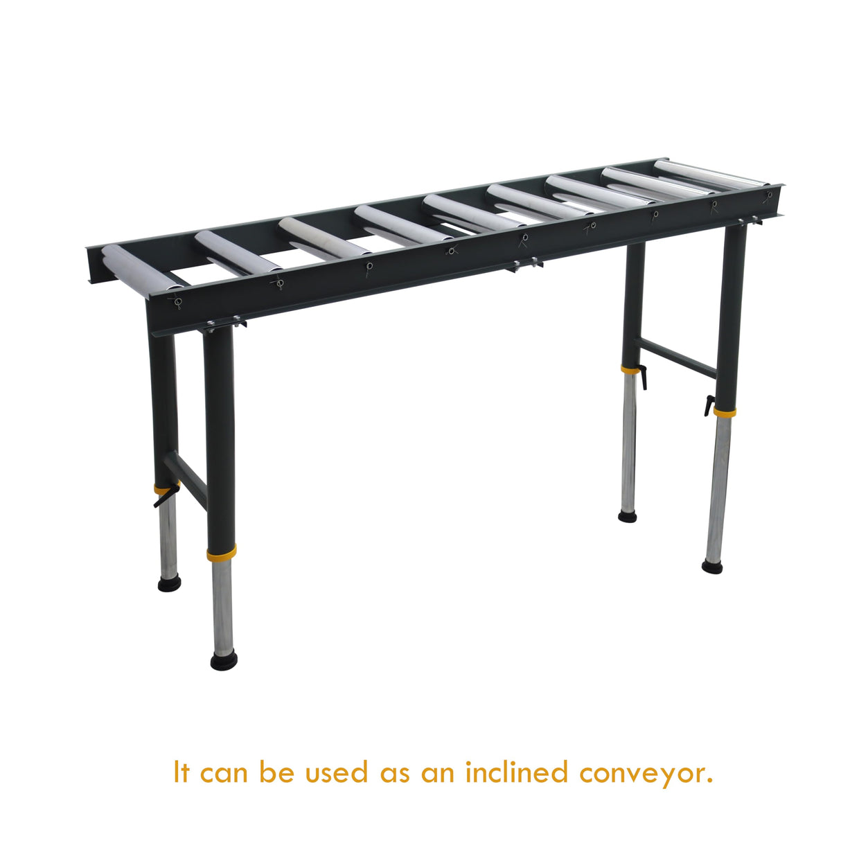 TECHTONGDA 9 Rolls Conveyor Roller Stand Adjustable Height 440LBS 65 Inch Length 18.5 Inch Width with 2.3 Inch Rollers Diameter Stainless Steel Silver TECHTONGDA