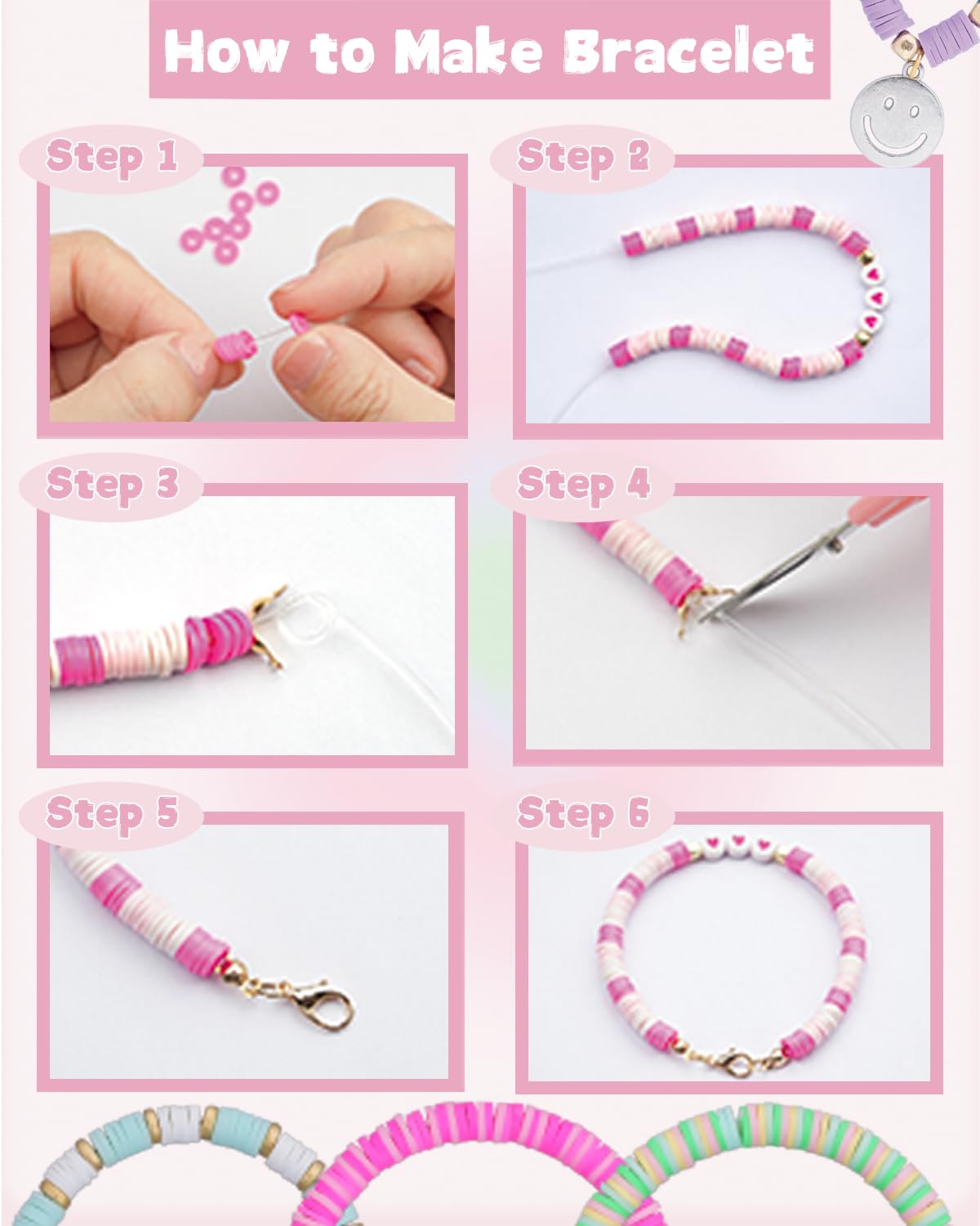 BestNow Clay Beads Bracelet Making Kit Toys for Girls Kids Charms Kit 18 Colors Friendship Bracelet Kit Letter Beads DIY Crafts Teen Girl Gifts Toys for Ages 6 7 8 9 10 11 12 BestNow