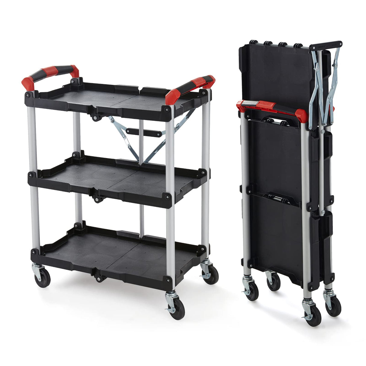 Olympia Tools 410-007 Pack-N-Roll 150 lbs Folding Collapsible Service Cart, Black/Red Olympia Tools