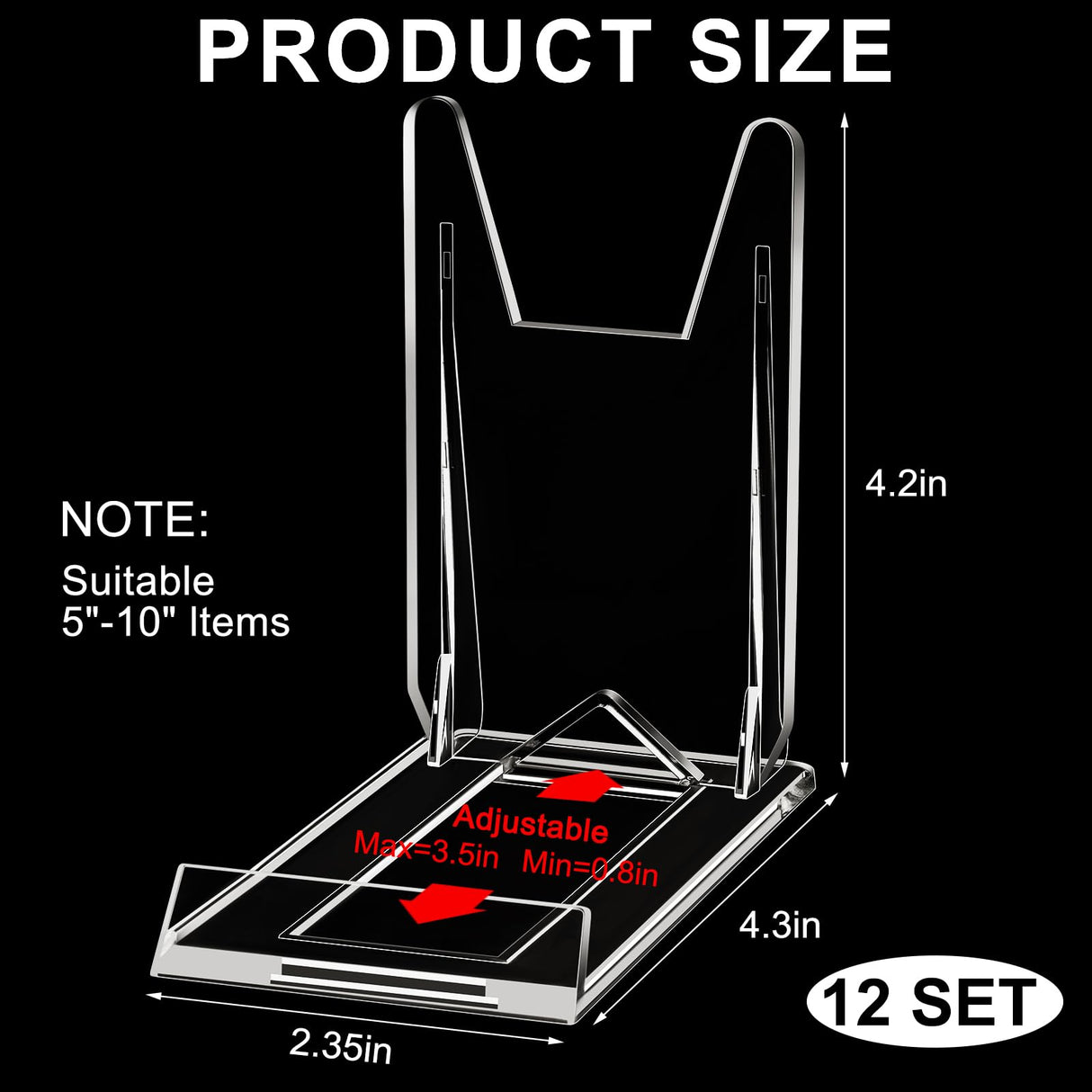 Memorywuu 12 Pack Acrylic Book Stand for Display Adjustable Clear Display Holder Easel Collector Stand for Home Office Back to School Comic Album CD Magazine Postcard Artworks (4.2 x 4.3 x 2.35 Inch) Memorywuu