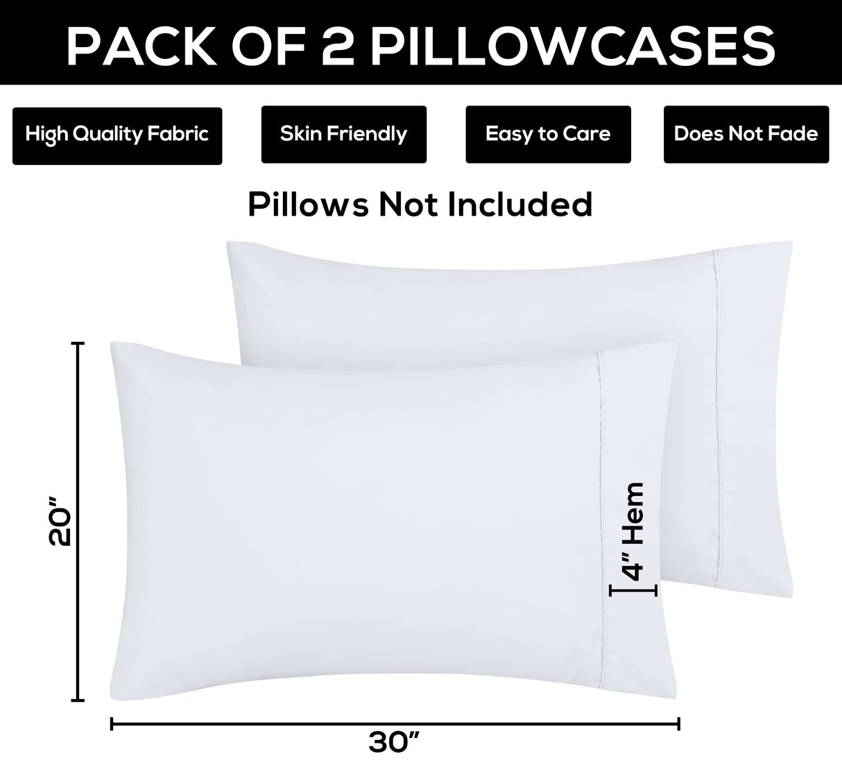 Utopia Bedding Queen Pillow Cases - 2 Pack - Envelope Closure - Soft Brushed Microfiber Fabric - Shrinkage and Fade Resistant Pillow Covers 20 X 30 Inches (Queen, White) Utopia Bedding