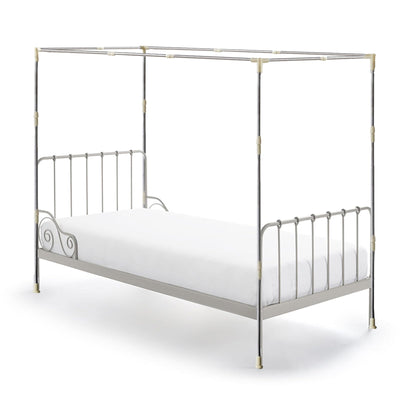 RAREFTI Canopy Bed Frame Twin Size Adjustable Bed Canopy Post Poles, Stainless Steel Bed Canopy Frame Poles for Four Corner Bed Platform Bed Bunk Bed, Silver(Canopy Frame Only)