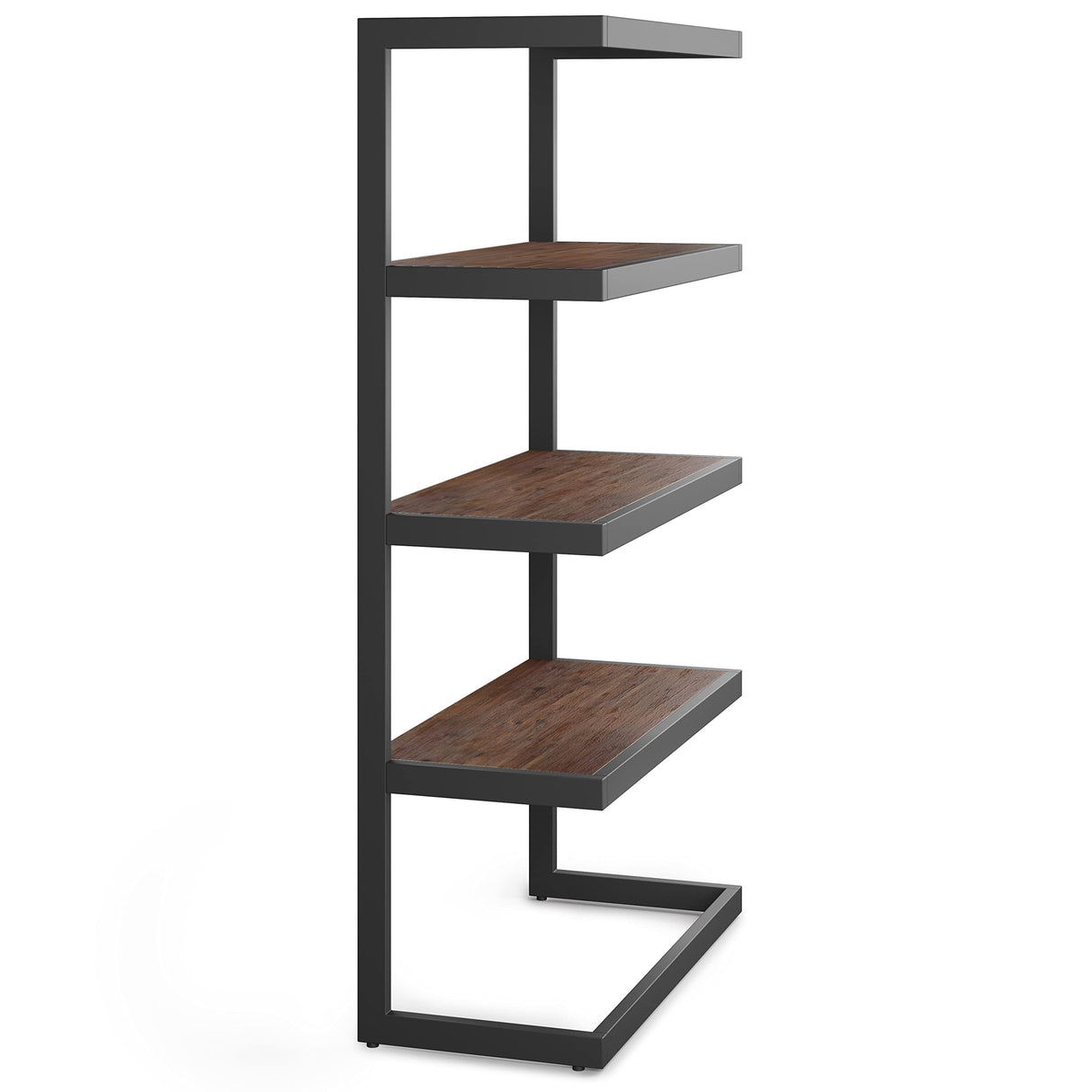 SIMPLIHOME Erina SOLID ACACIA WOOD and Metal 36 Inch Rectangle Modern Industrial Bookcase in Distressed Charcoal Brown, For the Living Room, Study Room and Office SIMPLIHOME