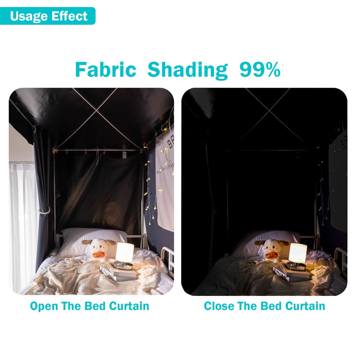 NKM 2pcs Blackout Bottom bunk Bed Curtain,bunkbed Curtains for The Bottom bunk,Dorm Bed Curtains with Black Shading Coating for Students Single Sleeper NKM