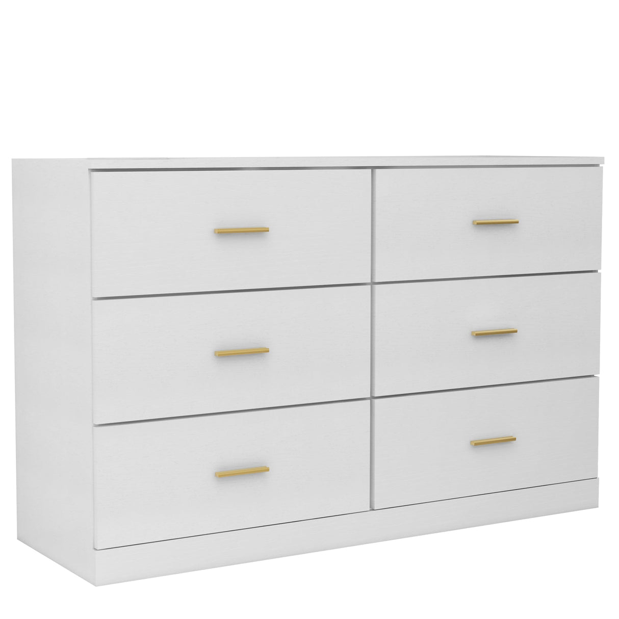 NoeBanJe 47" inch Dresser Sturdy Frame Modern Bedroom Furniture with 6 Drawers Large Capacity Storage Cabinet, Wooden Chest of Drawers for Bedroom, Hallway, Living Room, Entryway (White Gold Handle) NoeBanJe