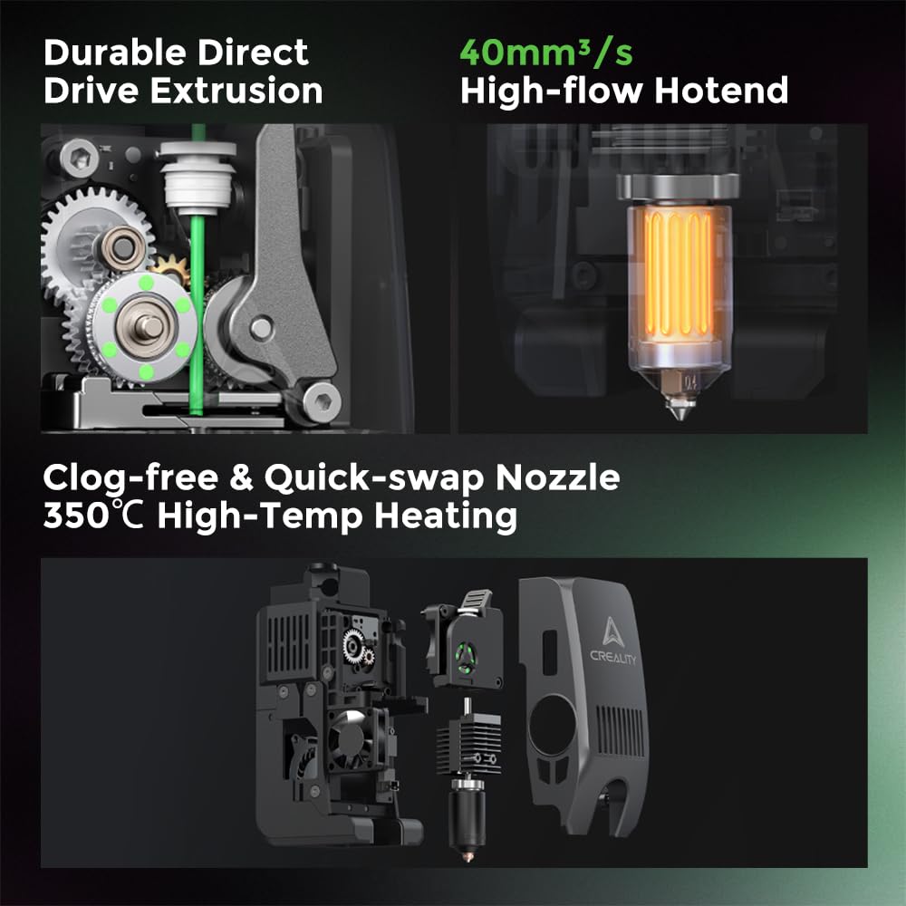 Creality K2 Plus 3D Printer, Support Multi Color Printing Needs CFS, 600mm/s Max Speed, Step-servo Motor System 350℃ High-Temp Print Direct Drive Extruder Large Build Volume 13.78x13.78x13.78 inch Comgrow