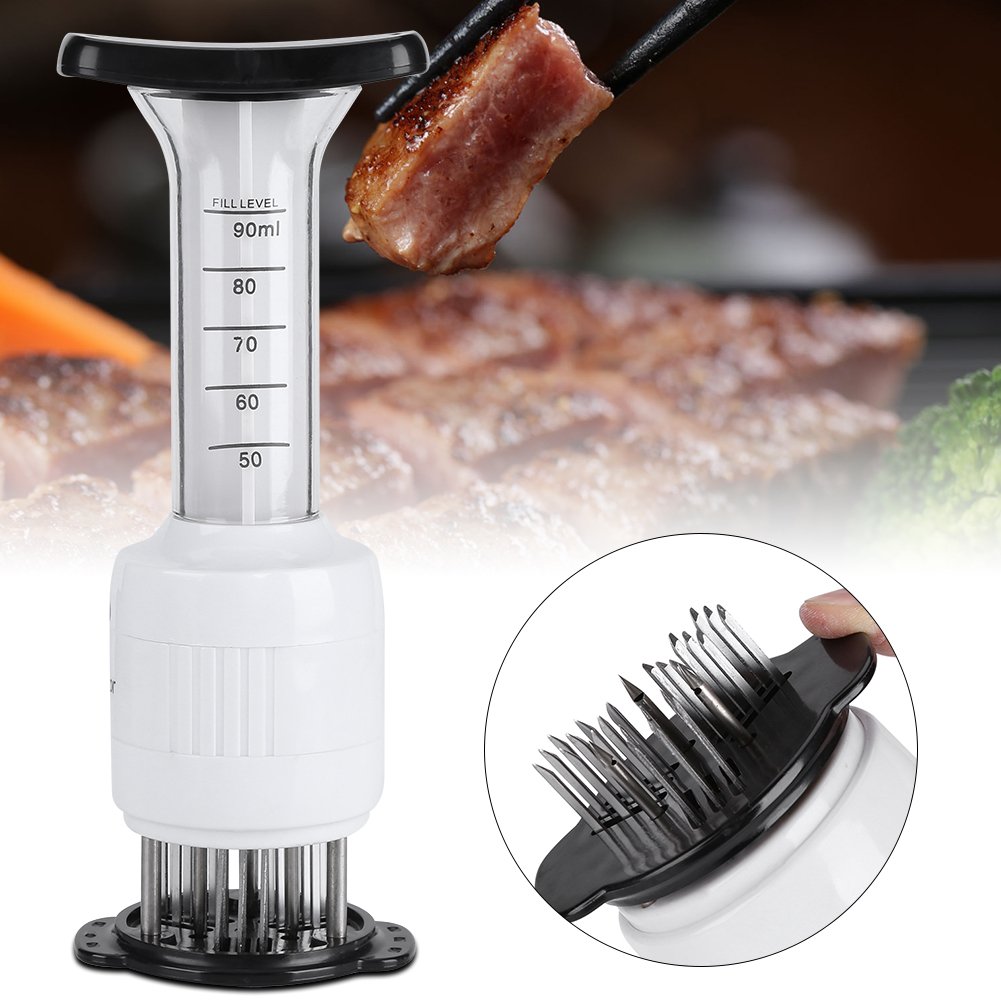 Textured Meat Tenderizer, 304 stainless steel Meat Marinade Tenderizer Needle Injector Steaks Flavor Syringe Cook Kitchen Tool Pomya