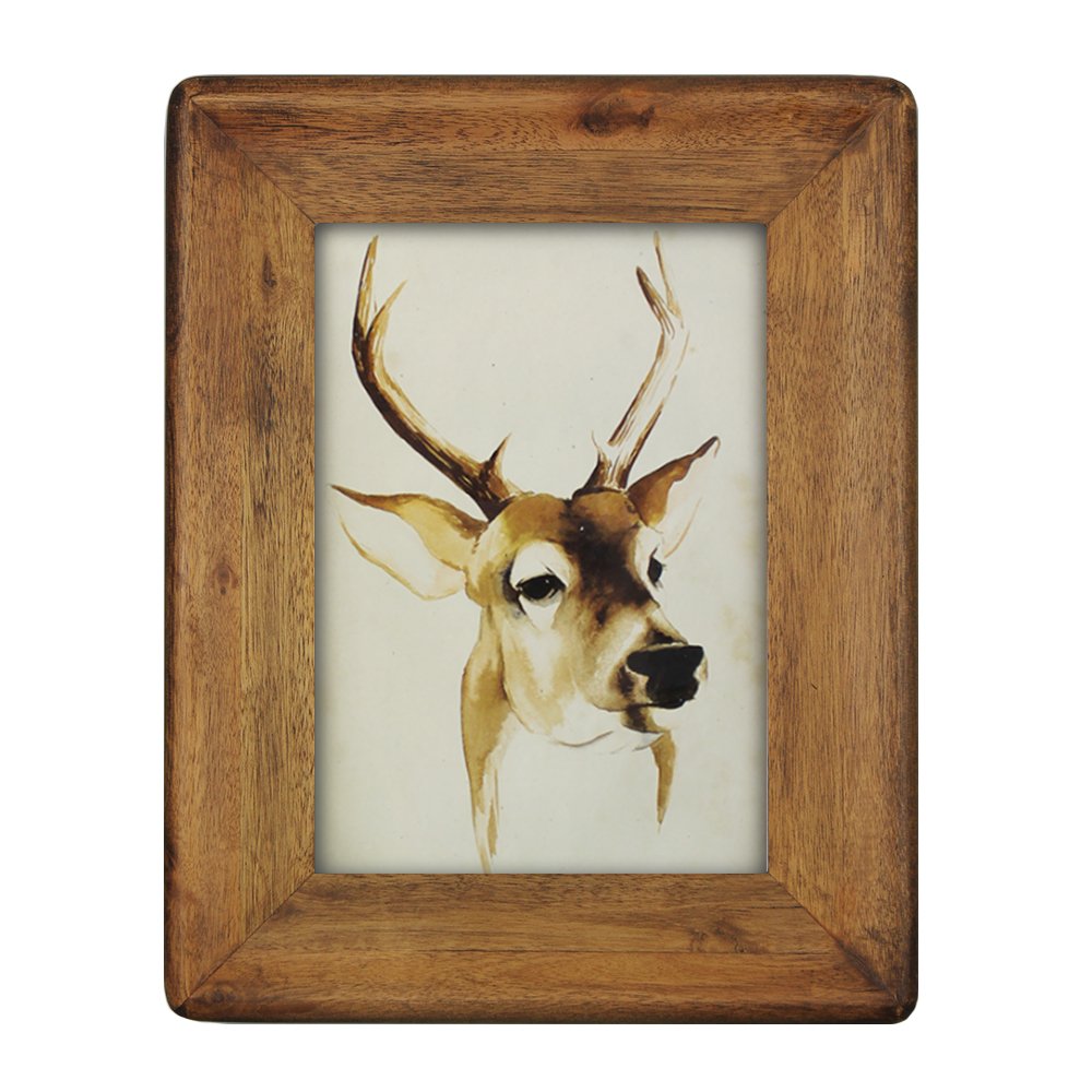 icheesday Picture Frame 5x7 Inch,Rustic Wood Photo Frames with Real Glass,Wall Hanging and Tabletop Standing,Vertical or Horizontal Display (Brown) icheesday