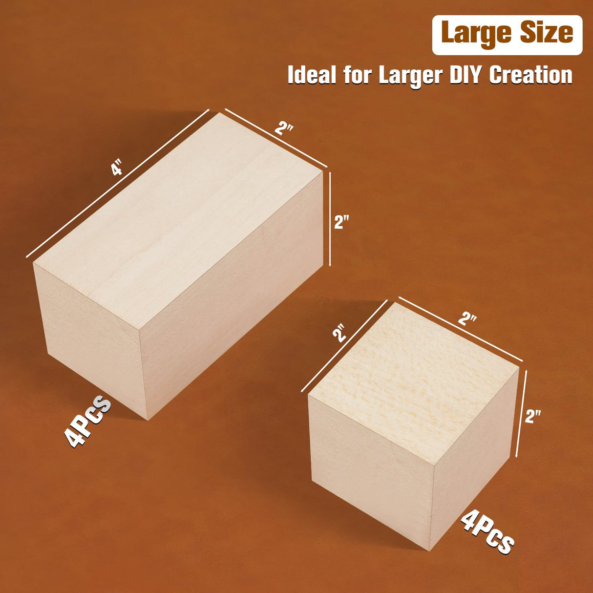 Basswood Carving Blocks, Large Whittling Wood Blocks Wood Carving Kit with 2 Different Sizes, Bass Wood for Wood Carving Easy to Use, for Kids and Adults (8 Pcs) K KERNOWO