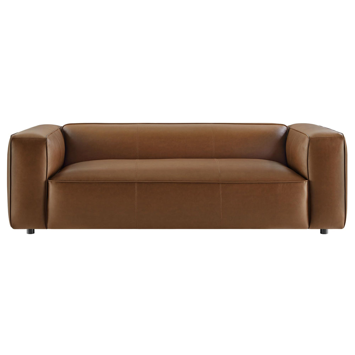 Modway Auren Vegan Leather Sofa in Coffee - Faux Leather Couch - Comfy Modern PU Leather Sofa - Oversized Mid Century Modern Couch for Living Room, Apartment, Loft Modway