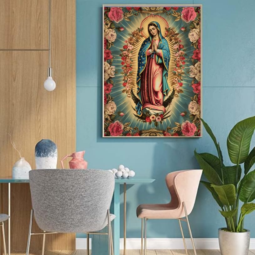 5D DIY Diamond Art Painting Virgin Mary Full Round Drill Embroidery for Wall Decoration 12X16 inches WoodArtSupply