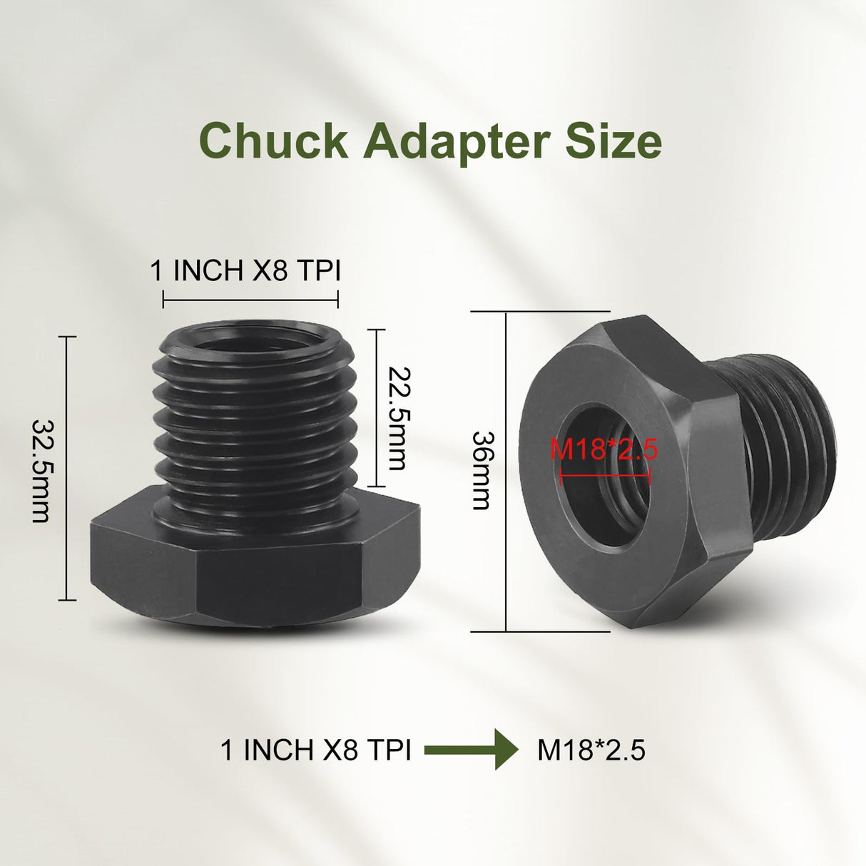 Woodworking Lathe Headstock Spindle Adapter M18X2 5 To 1 8TPI Thread Chuck Insert Adapter Turning Tool Accessories For Metal Or Wood Turning, CNC Machining PETSTIBLE