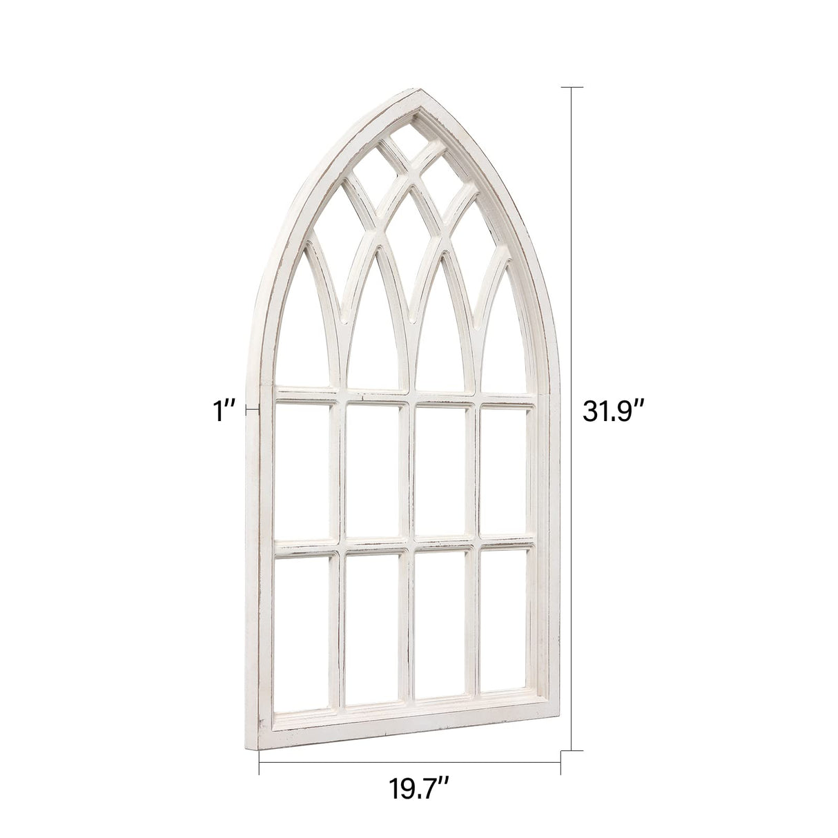 Sintosin Rustic Arched Window Frame 20 x 32 inch, Hanging Distressed White Window Pane Wall Decor, Farmhouse Window Frame Decor, Wooden Cathedral Window Frames for Wall Decor Living Room Christmas Sintosin