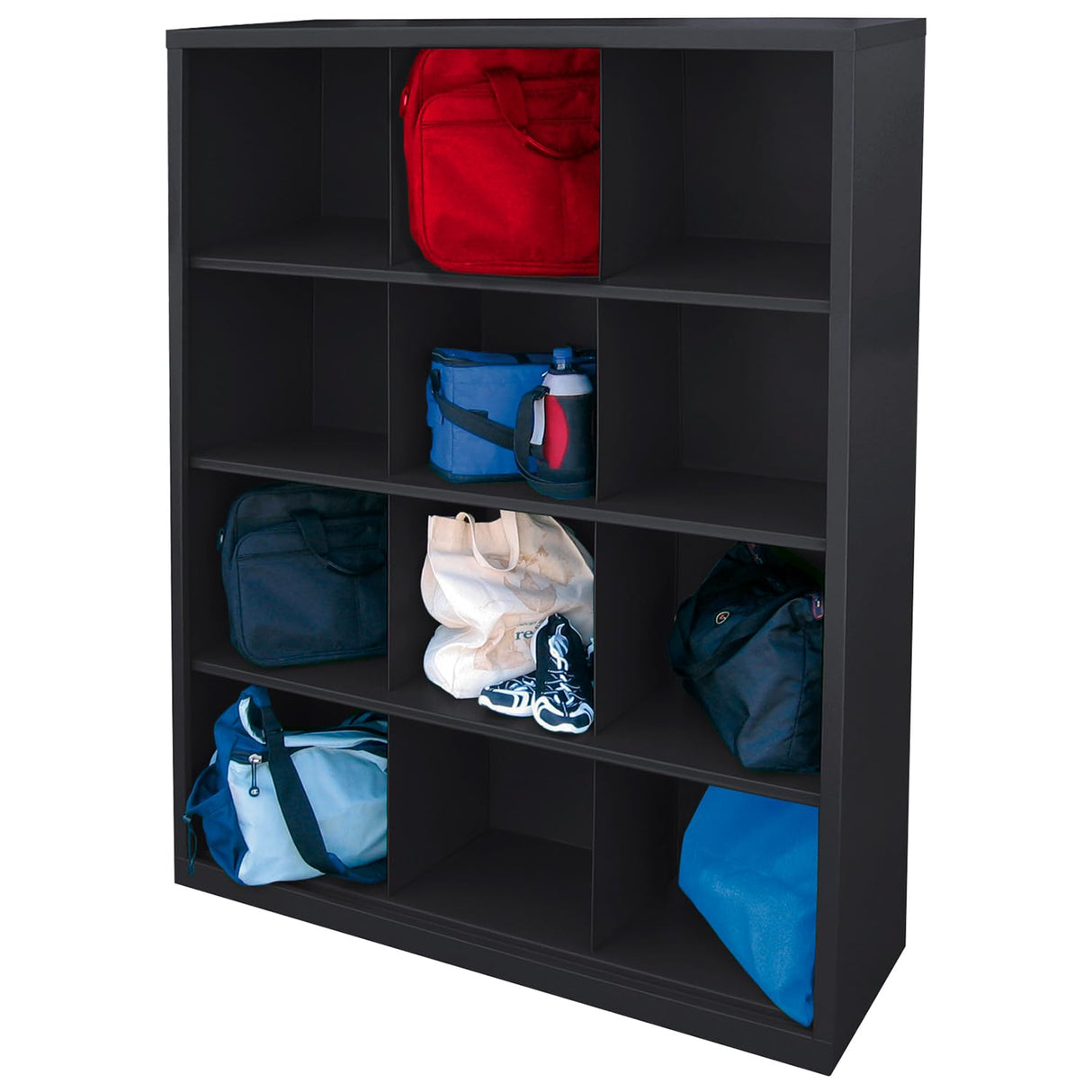 Sandusky Lee IC00461866-09 Heavy Duty Welded All Steel Cubby Storage Cabinet with 12 Sections, 46" Depth x 18" Width x 66" Height, Black Sandusky