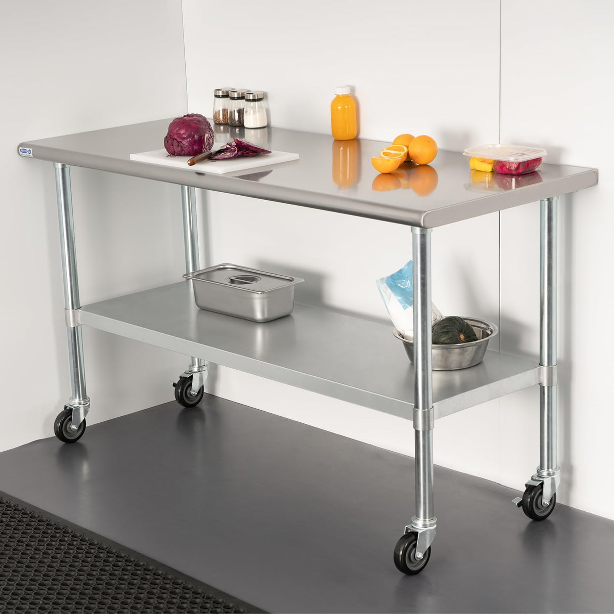 HARDURA Stainless Steel Table with Wheels 30 x 72 Inches Casters NSF Heavy Duty Commercial Prep Table with Undershelf and Galvanized Legs for Food Prep HARDURA Restaurant Equipment