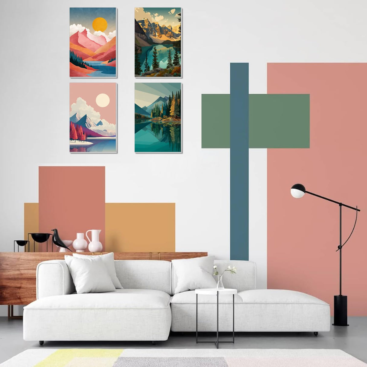 4 Pack Framed Paint by Numbers Kit for Adults Beginner Canvas Painting by Numbers for Adults Landscape Easy Adult Paint by Number Kits with Frame Mountain Watercolor Painting by Number 8x12 Inch obterie