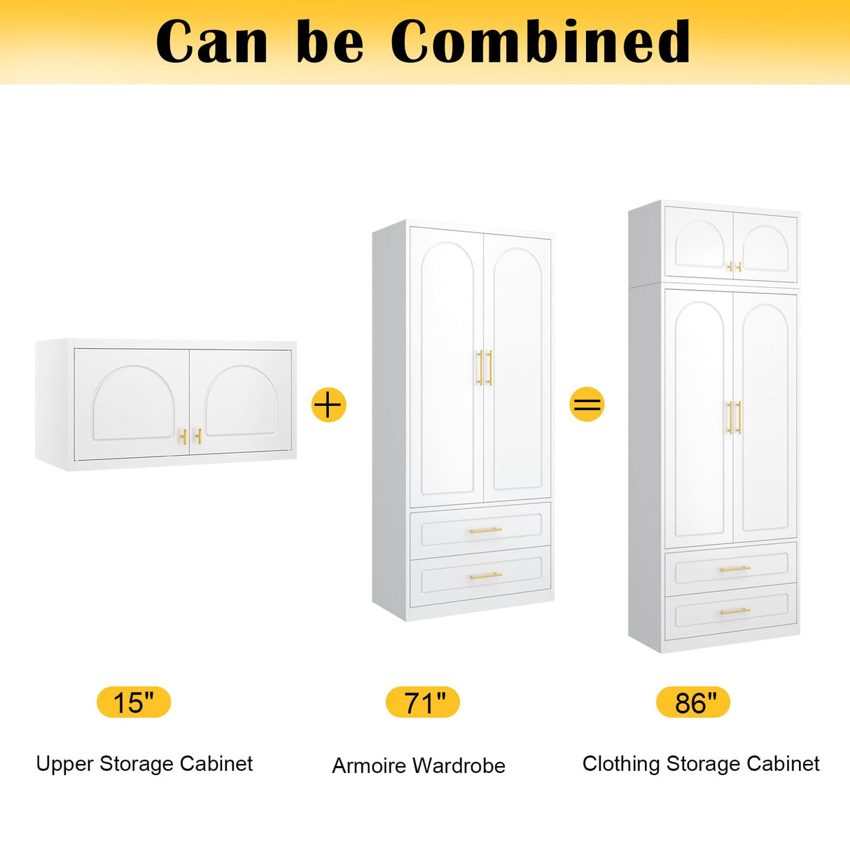 SteeLoong 86" Metal Armoire Wardrobe Closet with 2 Drawers,Tall Clothing Storage Cabinet with Adjustable Shelves and Hanging Rod,White Wardrobe Closet for Bedroom,Home,Office,Gym SteeLoong