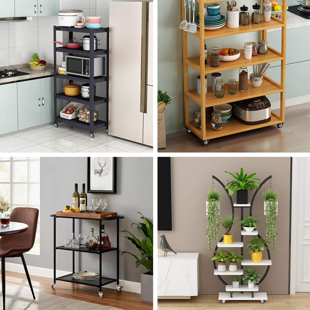 Luxinika 1 Inch Caster Wheels with M6 Threaded Stem, Small Swivel Stem Casters Set of 4 with Brakes, TPE Rubber Rolling 15 mm Screw Wheels for Furniture Tiny Shopping Cart Wire Shelving Luxinika