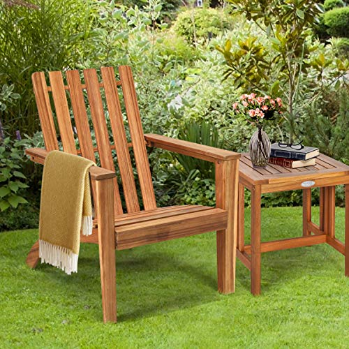 Giantex Adirondack Chair Set of 2 Acacia Wood Outdoor Chairs, 350 lbs Weight Capacity, Weather Resistant Campfire Chairs for Lawn Seating, Garden, Poolside, Balcony, Patio Adirondack Lounger Giantex