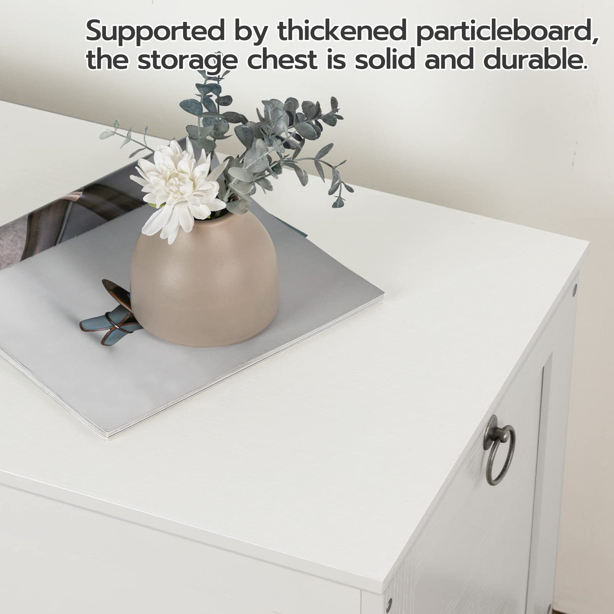 HOOBRO Storage Chest, Retro Toy Box Organizer with Safety Hinge, Sturdy Entryway Storage Bench, Wooden Look Accent Furniture, Easy Assembly, White WT100CW01 HOOBRO