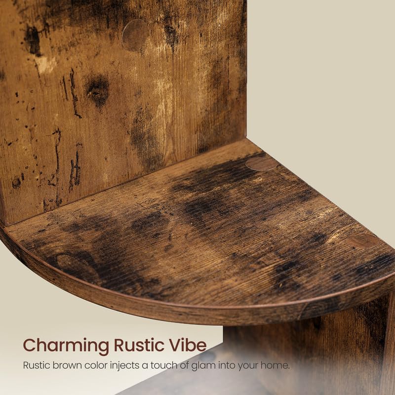 VASAGLE Corner Shelf Wall Mount, 5-Tier Floating Corner Bookshelf, Plant Shelf for Bedroom, Living Room, Bathroom, Home Office, Rustic Brown ULBC72BX VASAGLE