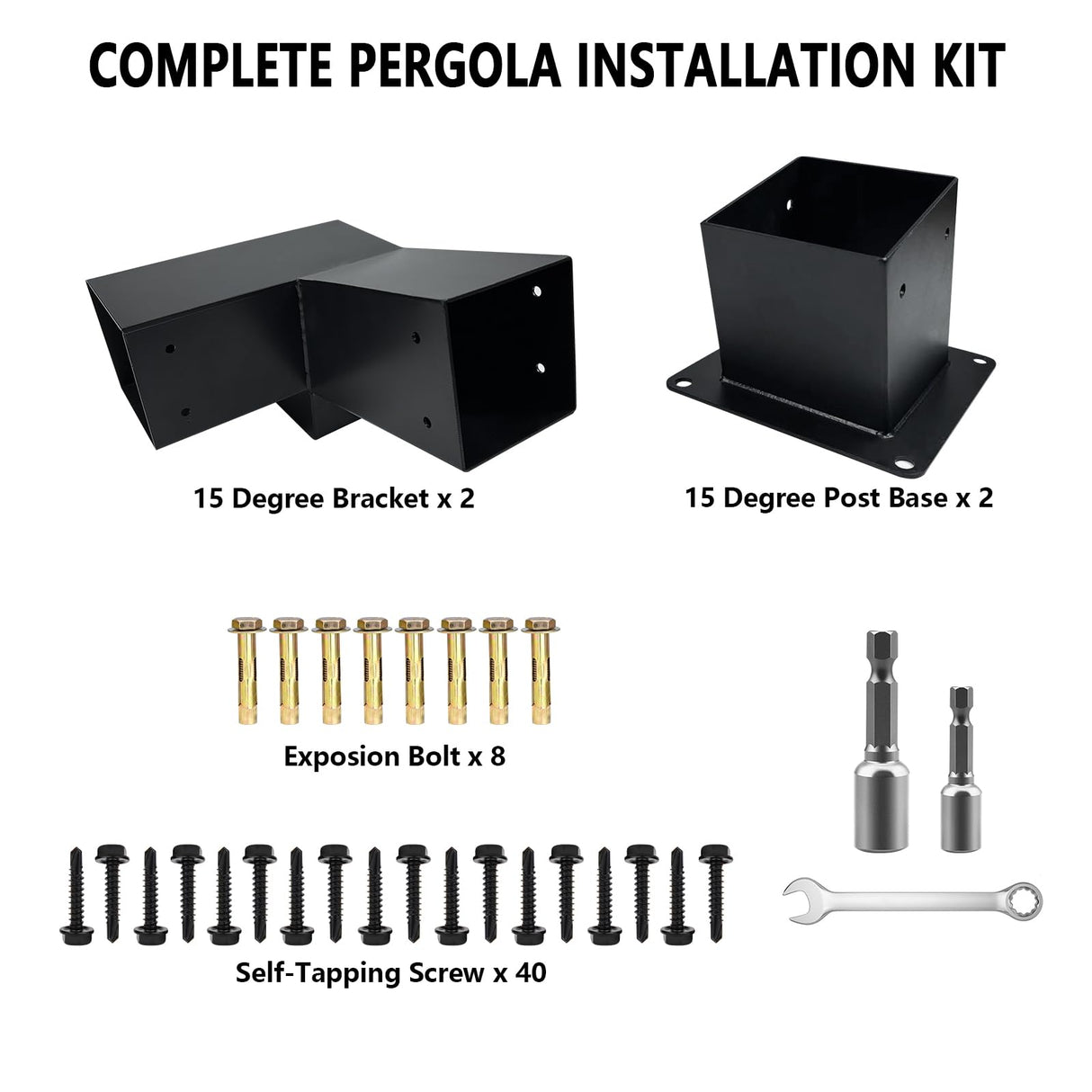 DEVALLEY 3-Way T-Shape Pergola Bracket Kit,Woodwork Brackets with Screws for 4x4(Actual:3.5"x3.5") Wood Beams for Patio Pergola,Log Cabin Gazebo W/Hardware(1Pack) DEVALLEY