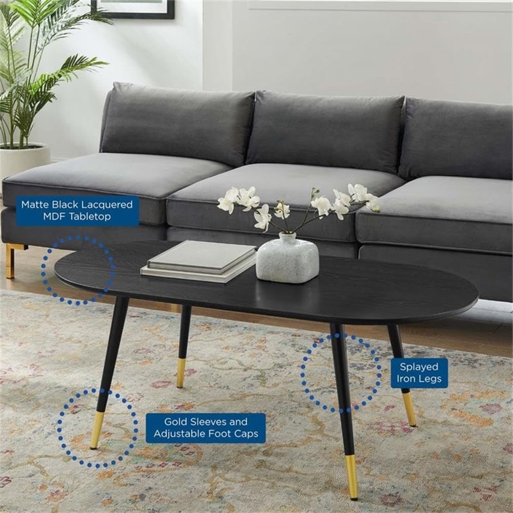 Modway Vigor Coffee Table, 47" Oval, Black Modway