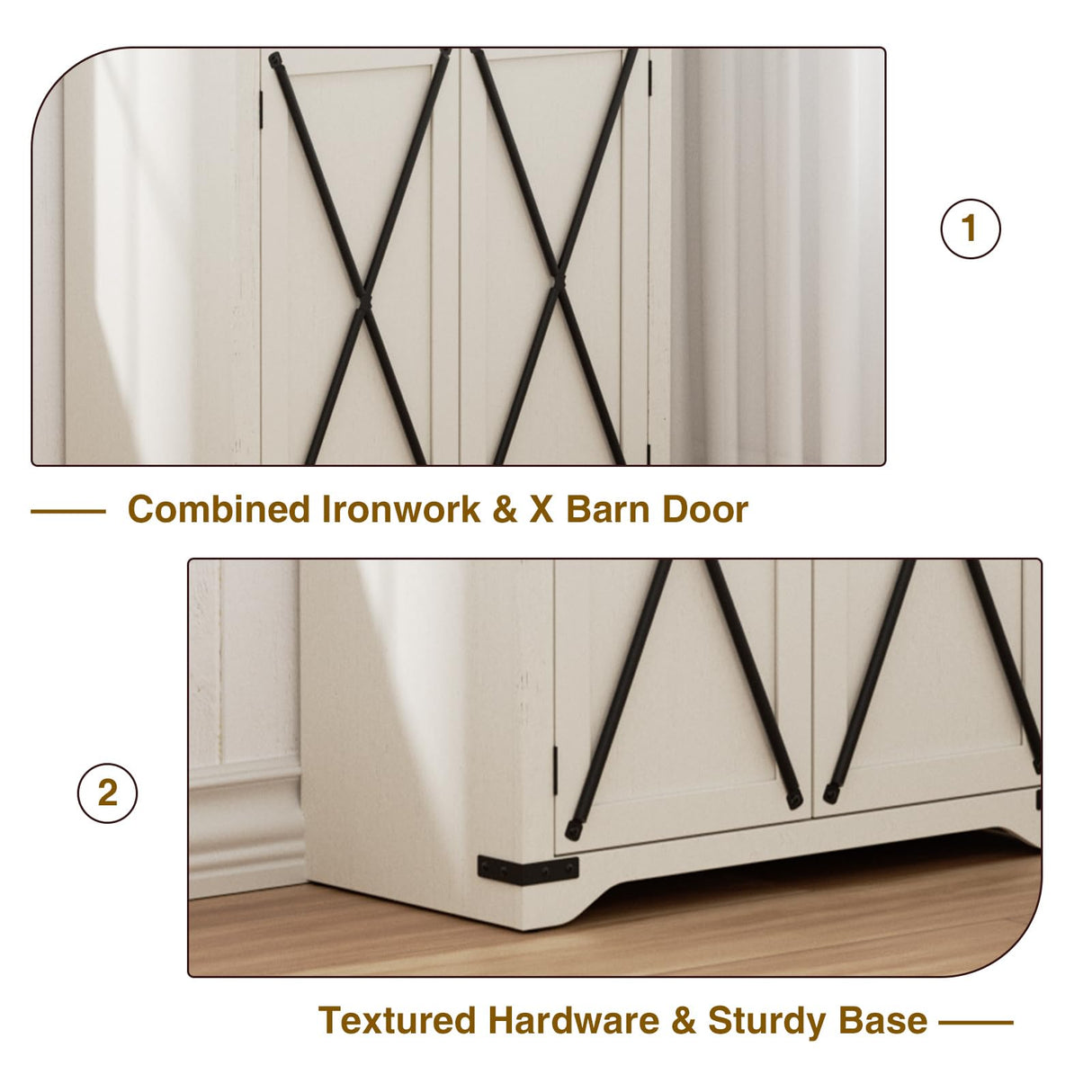 Farmhouse Bookshelves and Bookcases with Doors, Antique White Tall Bookshelf with Storage Cabinet, Kitchen Pantry Bathroom Organizer, 5-Tier Country Rustic Display Rack for Living Room, Home, Office FiveWillowise