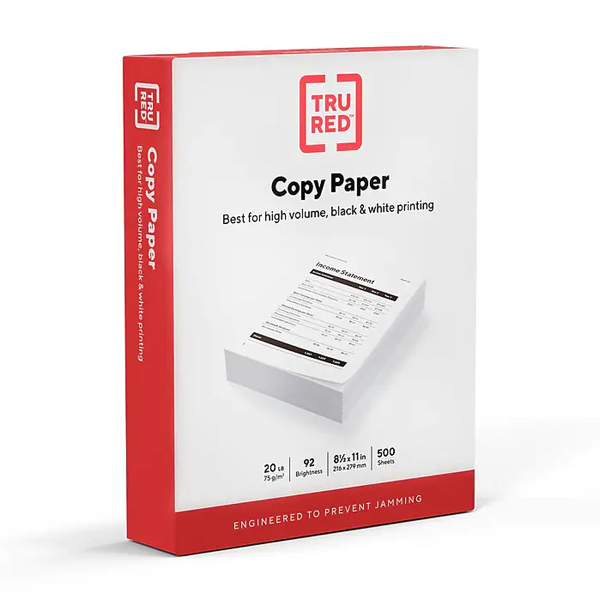 TRU RED Printer Paper, 8.5" x 11", Designed for High-Speed Printers, 92-Brightness, White Color (500 Sheets/Ream) TRU RED